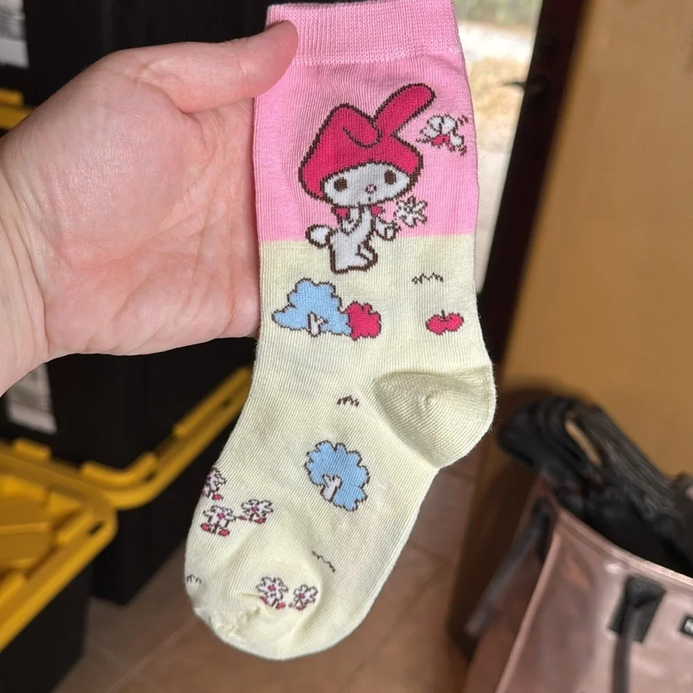 NWOT Sanrio My Melody Crew Socks Pink Cream Kawaii Anime OS